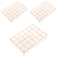 moosy life 目喜生活 飾品唇膏口紅收納架 24格, 玫瑰金, 3個