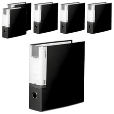 希望辦公用品 合紙D型環3孔活頁夾, 黑色, 6個