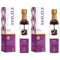 CO'DAY 好日籽 100%鮮榨頂級黑麻油, 低溫壓榨 保留醇厚香氣 適合冬季養生進補, 500ml, 2瓶