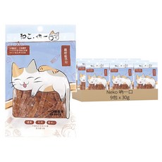 Neko 吶一口 貓零食 鯛魚條，一口鯛魚條，添加離胺酸，台灣嚴選，ISO22000/HACCP食品安全認證, 30g, 9包