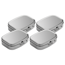 REFLECTS 雙格藥盒, 不鏽鋼 ABS 塑料材質, 按壓式彈蓋, 4個