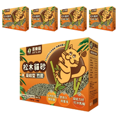 CAT'S JOY 喜樂貓 凝結型松木貓砂, 竹炭, 7L, 天然除臭抗菌, 99.5%無粉塵, 可沖馬桶, 5盒