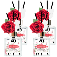 玫瑰法國浪漫珪藻土擴香瓶, 花香茉莉, 200ml, 4瓶