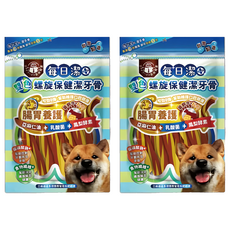 JOY FOOD 喜樂寵宴 每日潔 雙色螺旋保健潔牙骨 腸胃養護, 2包, 草飼牛 + 起司口味, 300g