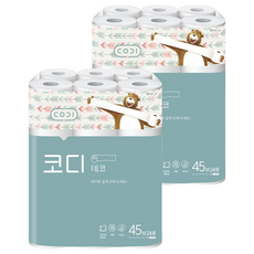 CODI 雙層印花捲筒衛生紙，45M 超長設計, 24捲, 2袋