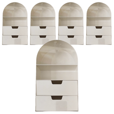 FAmILyLIFE 生活 附抽屜桌面文具公仔收納盒 A-392-W 387g, 簡約白,, 5個