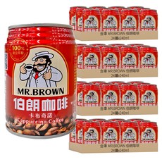 金車 MR.BROWN 伯朗咖啡 卡布奇諾, 240ml, 96罐