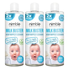 Nimble 靈活寶貝 Milk Buster 奶瓶清潔劑 補充瓶, 植物基底配方, 400ml, 3瓶