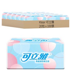 Klear 可立雅 柔感抽取衛生紙 量販包, 1入, 20包