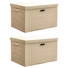 棉麻摺疊收納箱 1450g, 暖心米, 2個