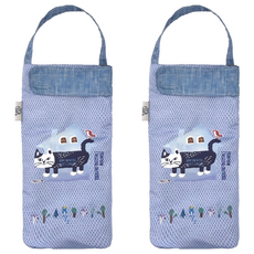 kUSUgURU JAPAN 日本眼鏡貓 超吸水內層便攜式傘套吸水袋/杯套袋 Matilda款, 藍色, 2個