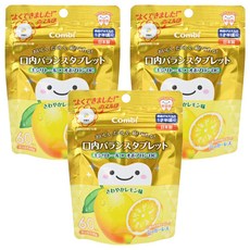 Combi 康貝 teteo 無糖口嚼錠 木糖醇+Ovolon DC 60粒入, 檸檬, 48g, 3包