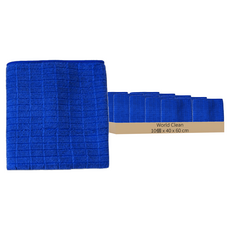 World Clean 高級棋盤格超細纖維抹布 藍色, 10個