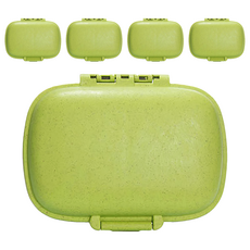 OMORY 馬卡龍八格雙層藥盒, 透明可視, 分隔收納, 旅行必備, 5個