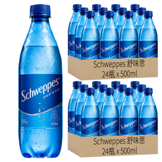 Schweppes 舒味思 氣泡水 原味 500ml, 無糖, 無熱量, 層次氣泡創造豐富口感, 24瓶, 48瓶