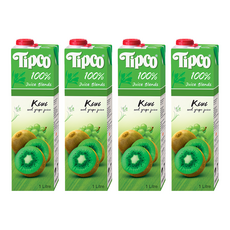 Tipco 100%奇異果葡萄汁, 1L, 4瓶, 無添加健康果汁