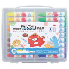 SKB文明 胖福星球可水洗彩色筆 36色套裝, CW-260, 1盒