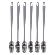 葉子小舖 長柄矽膠杯刷, 灰色, 6支