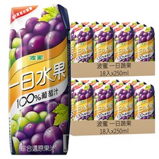 波蜜 一日水果 100% 葡萄綜合果汁, 250ml, 36入