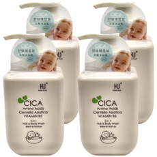 KU.KU Duckbill 酷咕鴨 舒敏積雪草寶寶洗髮沐浴乳 溫和舒緩 胺基酸配方 維他命B5保濕 洗髮沐浴二合一, 500ml, 4瓶