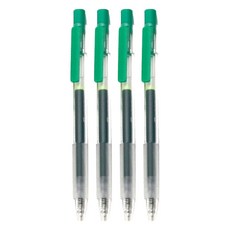 KaCO 速乾彩虹中性筆, 0.5mm, 彈性筆夾設計, 一體式防滑筆握, 綠色, 4支