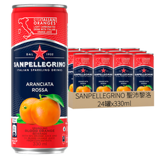 SANPELLEGRINO 聖沛黎洛 氣泡水果飲料 紅橙綜合, 330ml, 24罐
