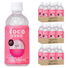 sugarlolo 椰果飲料 荔枝風味, 18瓶, 340ml, 無糖健康清爽飲品