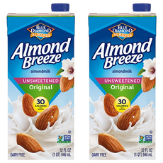 BLUE DIAMOND 藍鑽 Almond Breeze 無糖杏仁奶, 946ml, 2瓶