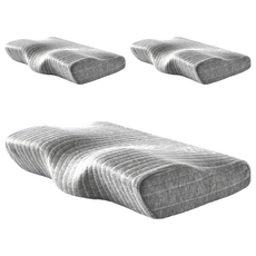 J-bedtime 床寢時光 3D釋壓止鼾透氣蝶型枕頭, 文青灰, 3個