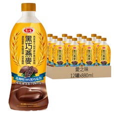 愛之味 黑巧燕麥, 880ml, 12瓶