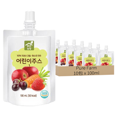 Pure Farm Health 兒童果汁 蘋果+草莓+胡蘿蔔+葡萄混合口味, 100ml, 10包