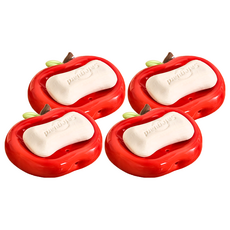 蕉蕉購物 蘋果陶瓷瀝水肥皂盒 紅色 4個