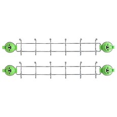 LASSLEY 蕾絲妮 MAGIC彩色強力吸盤多功能雙掛架, ABS樹脂/PA橡膠, 46x11x8cm, 承重6KG, 免釘免黏, 綠色, 2個