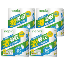 nepia 王子 2層加厚廚房紙巾100張 激吸速乾 廚房清潔好幫手, 2捲, 4袋