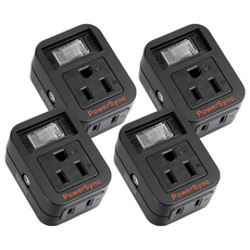 PowerSync 包爾星克 2P+3P 1開2插防雷擊壁插 TC2M12S0, 黑色, 4個, 5.8cm