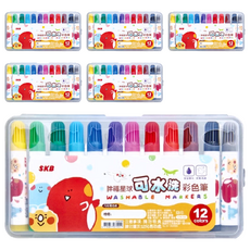 SKB 文明 可水洗彩色筆, 12色, 6盒