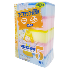 【lassley】漂亮主婦軟海綿刷 柔軟不傷器具 抗菌防臭 多用途清潔刷, 5入, 1包