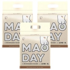 MAODAY 毛商行 D2 雙效益菌除臭松木豆腐砂 6L, 3包, 2.5kg, 無香