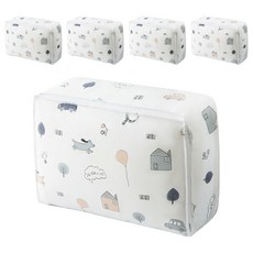 小麥購物 可愛印花透明防水棉被收納袋 L2040 大, 5個