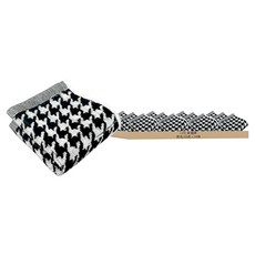 LIFE 來福牌 極致千鳥格緹花方巾, 黑色/白色, 24條