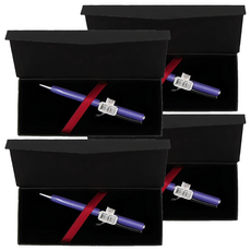 Pentel 飛龍文具 金屬紫軸原子筆 附高級筆盒, 黑色, 4個