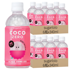 sugarlolo 椰果飲料 荔枝風味, 12瓶, 340ml, 無糖清爽解渴