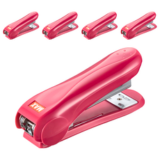 MAX 美克司 新型釘書機 HD-50R, 人體工學設計, 附除針器, 省力設計, 粉紅色, 5台