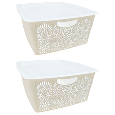 KEYWAY 聯府 每日收納籃 附蓋 NBF-202 10.5L 中(380 x 290 x 138mm), 2個