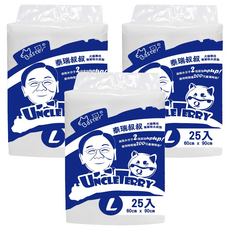 Baster 巴絲特 泰瑞叔叔 尿布墊 60CM*90CM 各SIZE最少添加2G~4G高吸水分子 使用時間多增加200%效果 L號足重68G/包, L, 25片, 3包