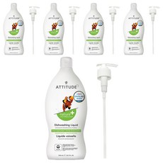 ATTITUDE 艾特優 廚房洗碗精 青蘋果羅勒香 可清洗蔬果食物, 700ml, 5瓶