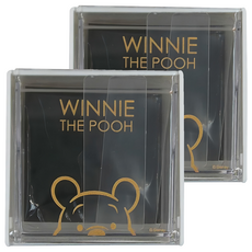 Disney 迪士尼 金典維尼可黏貼收納盒 附便條紙 8.5 x 8.5 x 4.5cm, 大臉維尼, 2個