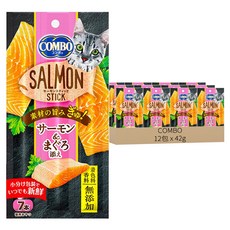 COMBO 北大西洋鮭魚點心棒, 7支入, 無添加, 貓零食, 鮪魚, 12包, 42g