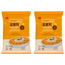 YOPOKKI 起司味炒年糕拉麵 (兩人份), 韓國最道地小吃, 有嚼勁的年糕搭配Q彈泡麵, 260g, 2包