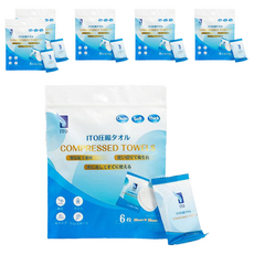 ITO日本伊藤壓縮毛巾 (6張/包) 方便攜帶 旅行壓縮洗臉巾, 單一顏色, 6包